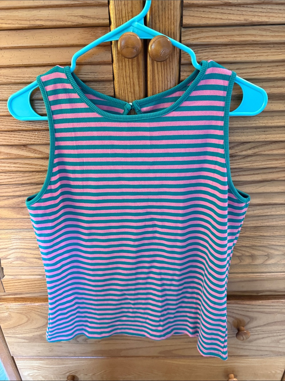 NWOT Striped Pink and Teal Tank Top Size Large